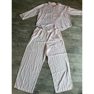 Victorias Secret Pajama Set XXL Pink White Striped 2 pc Button Up NWT Plus Size